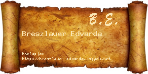 Breszlauer Edvarda névjegykártya